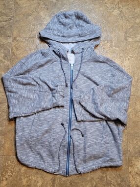 Free People Hoodie Sweatshirt Women Large Gray Full Zip Long Sleeve Boho Cropped